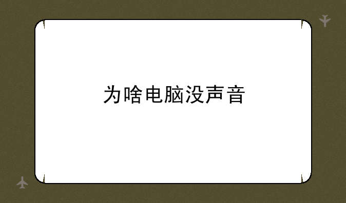 为啥电脑没声音