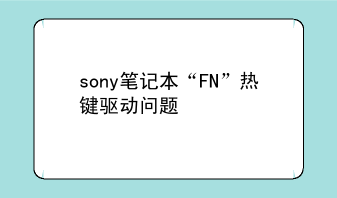 sony笔记本“FN”热键驱动问题