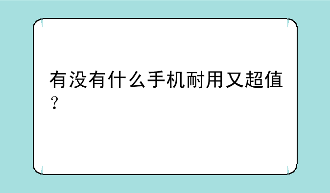 有没有什么手机耐用又超值？