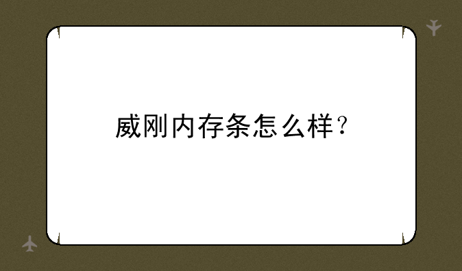 威刚内存条怎么样？