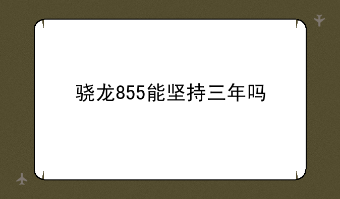 骁龙855能坚持三年吗