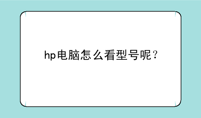 hp电脑怎么看型号呢？