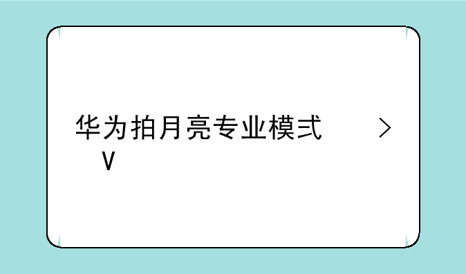 华为拍月亮专业模式参数