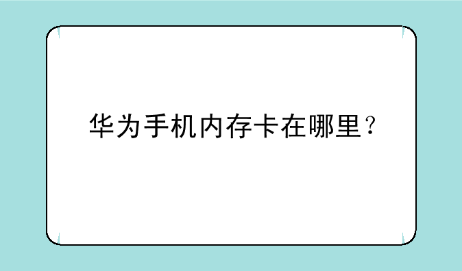 华为手机内存卡在哪里？