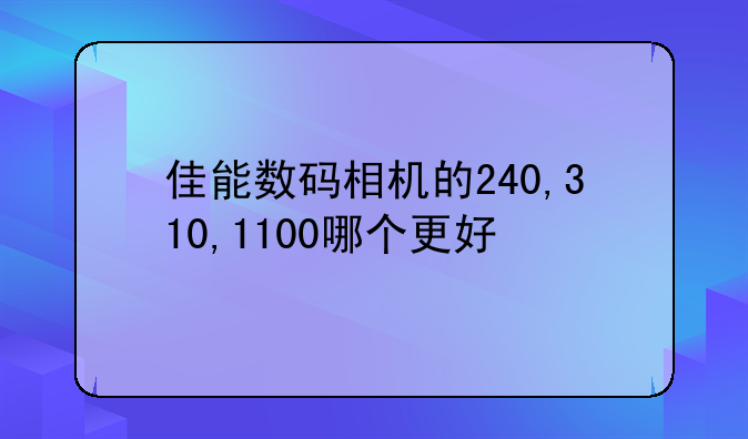 佳能数码相机的240,310,1100哪个更好