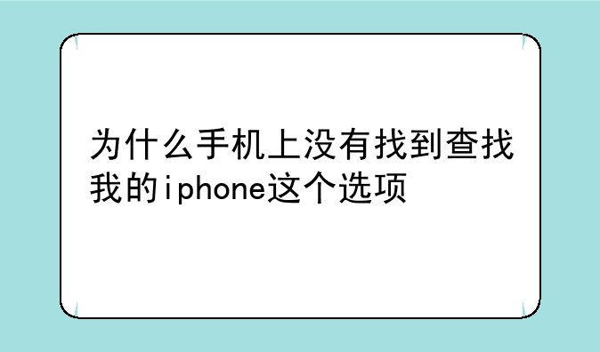 为什么手机上没有找到查找我的iphone这个选项