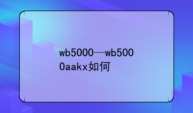 wb5000—wb5000aakx如何