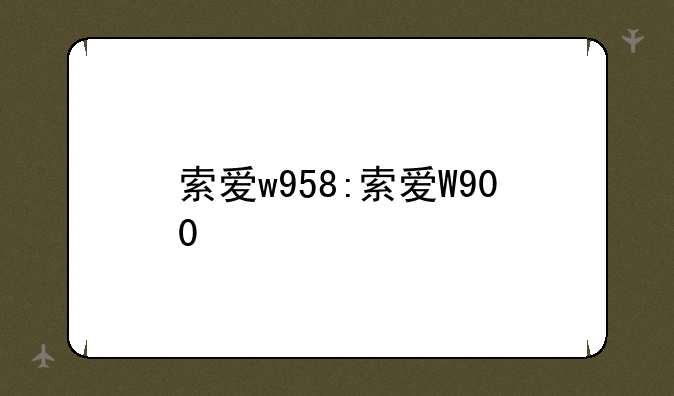 索爱w958:索爱W900