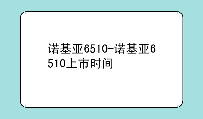 诺基亚6510-诺基亚6510上市时间