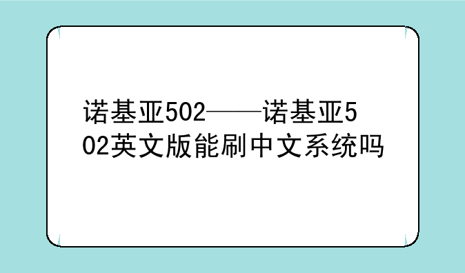 诺基亚502——诺基亚502英文版能刷中文系统吗