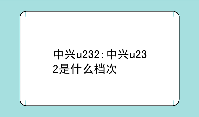 中兴u232:中兴u232是什么档次