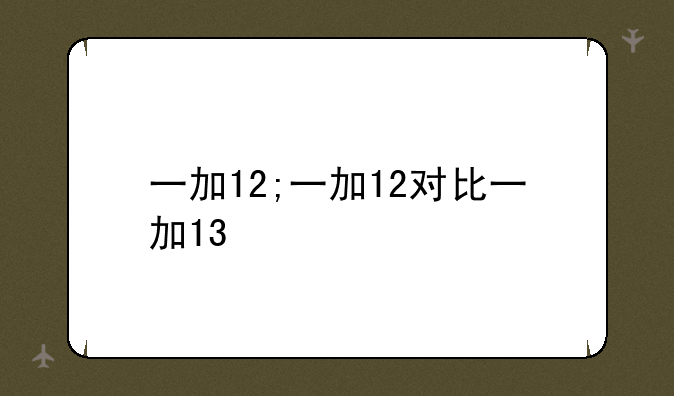 一加12;一加12对比一加13