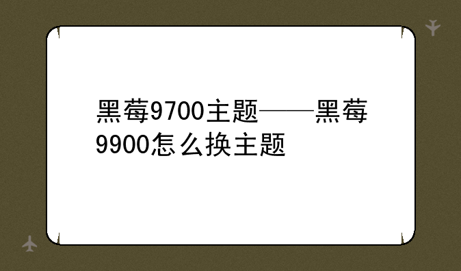 黑莓9700主题——黑莓9900怎么换主题