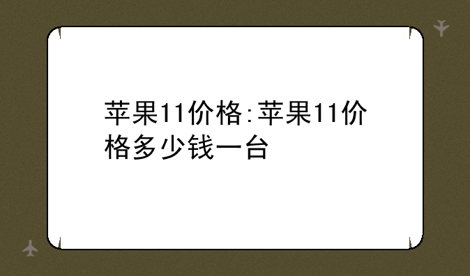苹果11价格:苹果11价格多少钱一台