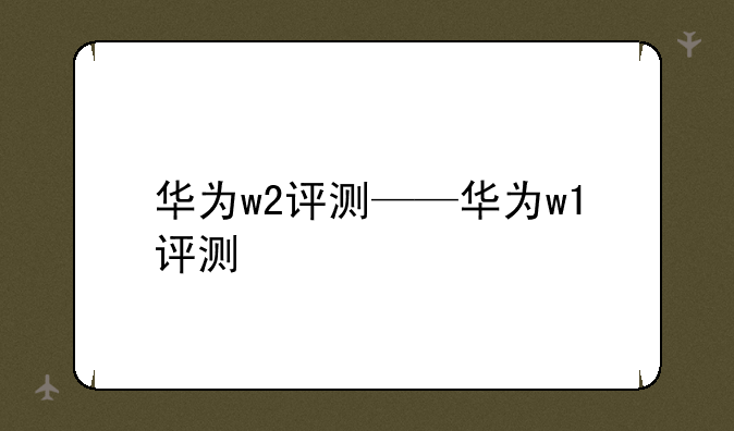 华为w2评测——华为w1评测